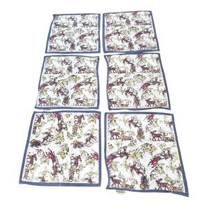 Couleur Nature Handmade 100% Cotton Napkins Set Of 6 19" Christmas Snow Sleigh